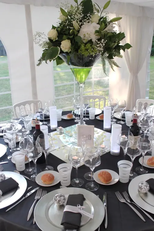 centre de table vase martini fleurs