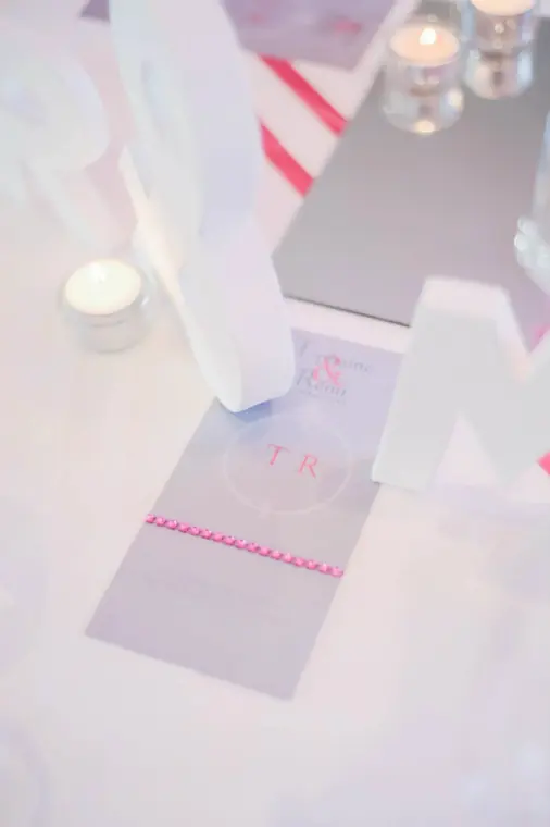 menu gris diamants fuchsia mariage