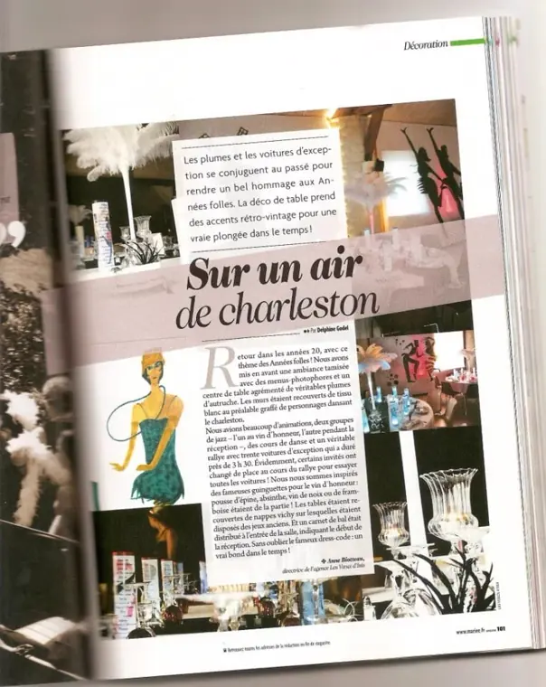 Le mariage ann&eacute;es folles publi&eacute; dans le magazine Mari&eacute;e