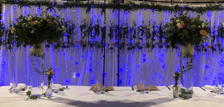 Le rideau lumineux, en fond de table d’honneur