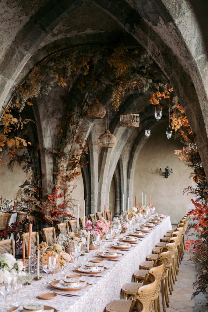 Décoration de table de mariage automne orange